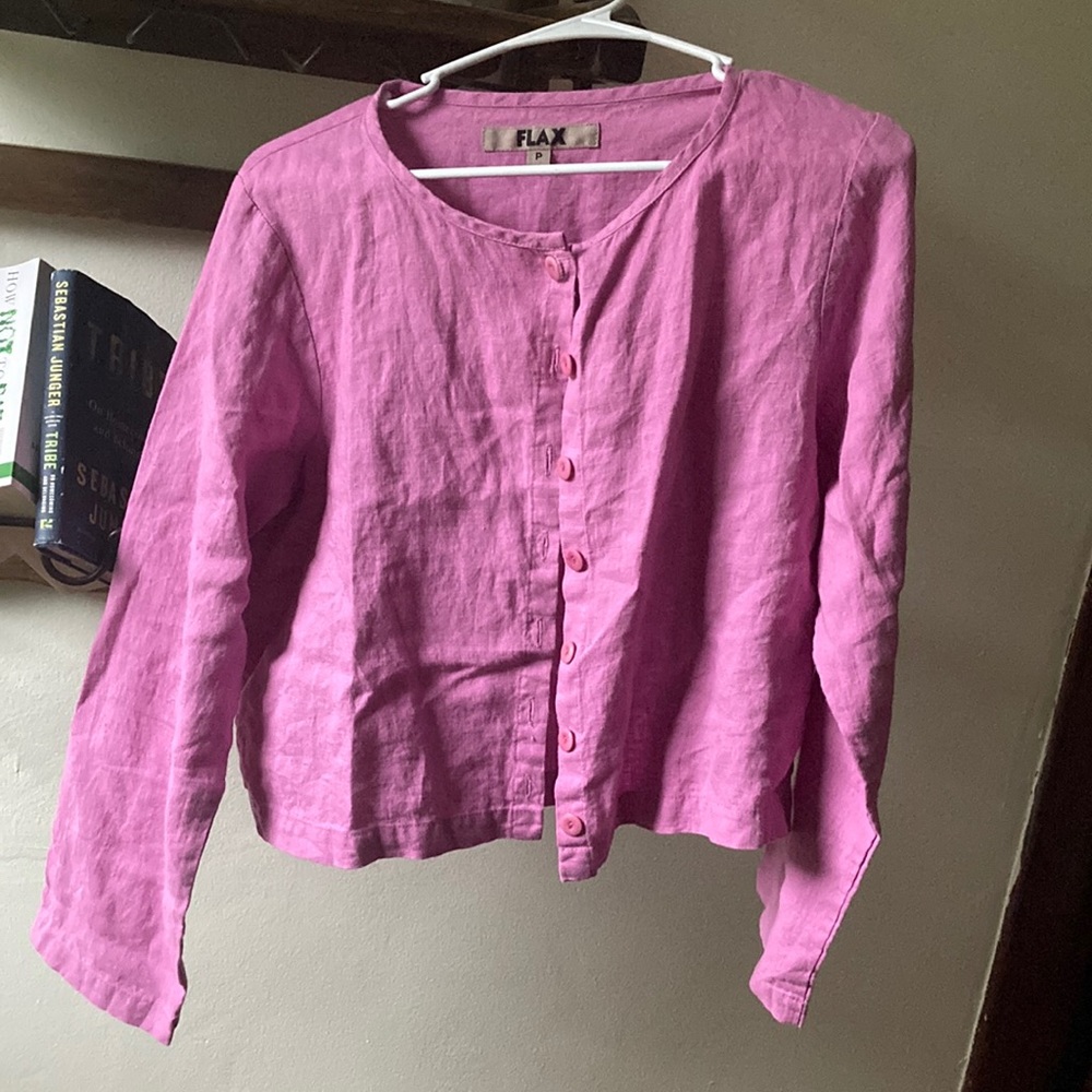 Flax button up lilac purple linen shirt